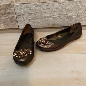 Guess women's brown metallic embellished  rhinestones ballet flats size 6.5